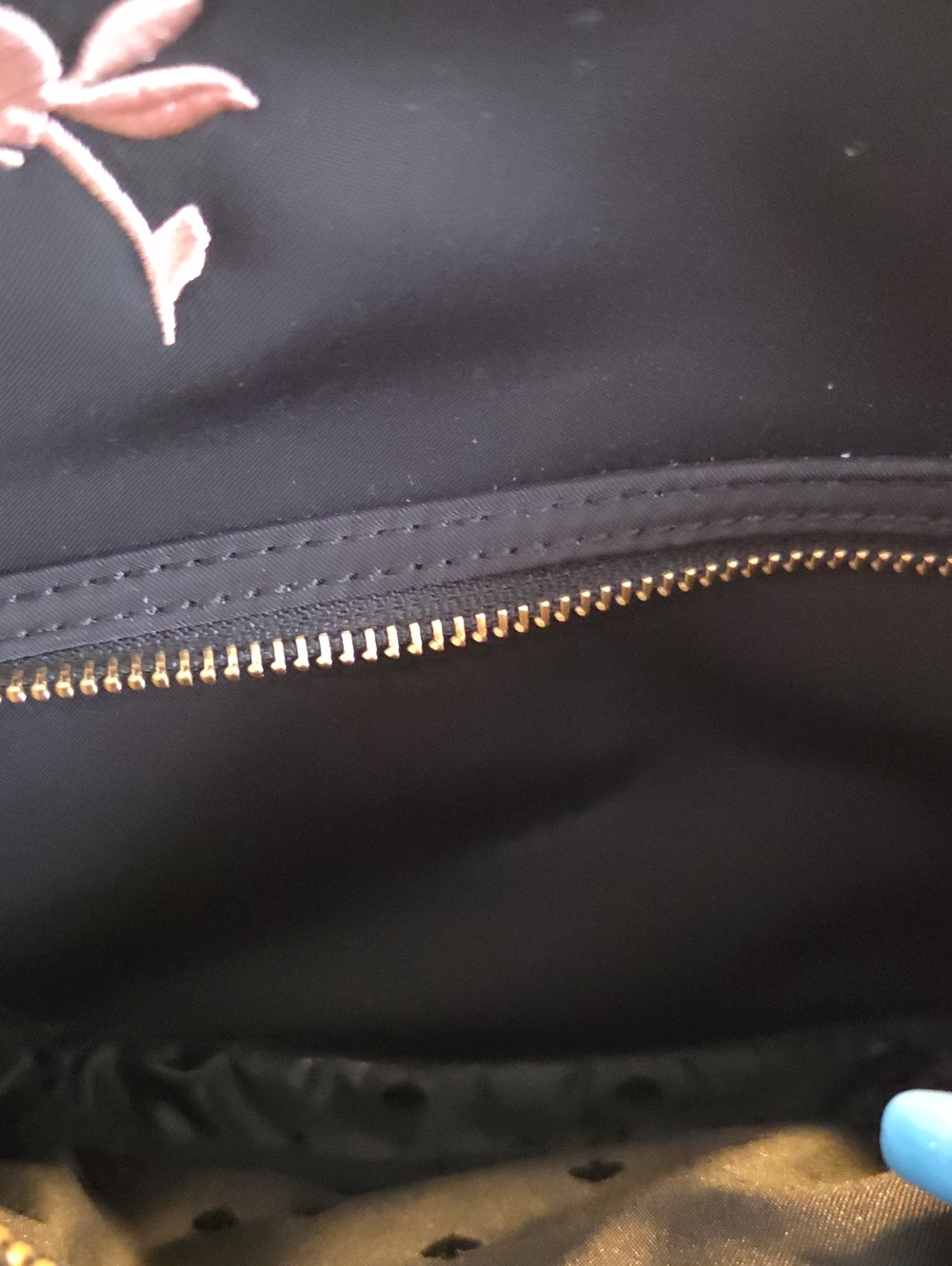 KATE SPADE 2018/2019 Retired DAWN PLACE Black Backpack w/ Pink Floral Embroidery - Picture 7 of 7